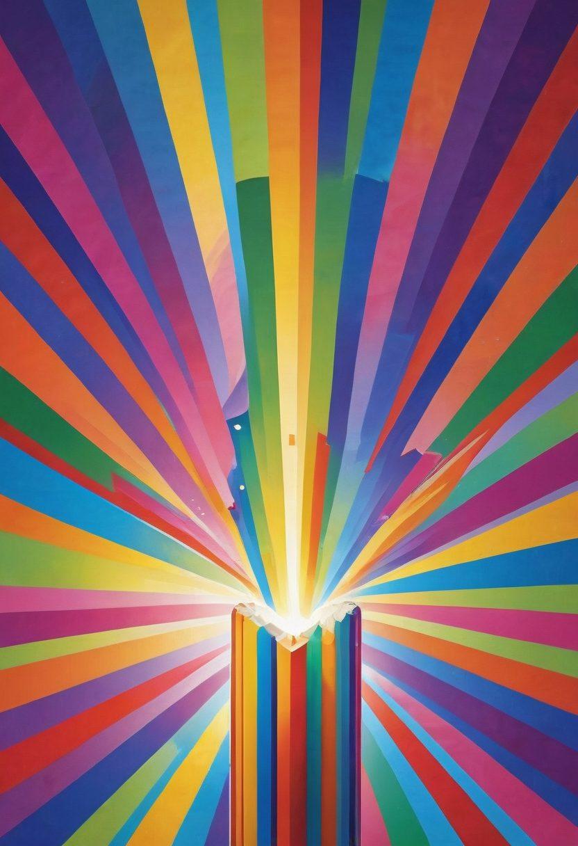 A dynamic and joyful scene depicting a happy shaft with animated expressions radiating warmth and positivity, surrounded by colorful vibes and shining energy. Include elements like rays of light, playful geometric shapes, and smiling faces to symbolize transformation and happiness. The background should be bright and inviting, representing an uplifting experience. super-realistic. vibrant colors. 3D.